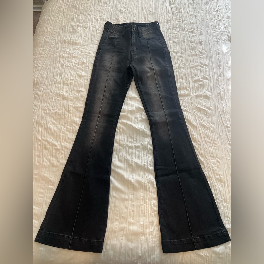 Fashion Nova Black Flare Wide Leg Jeans